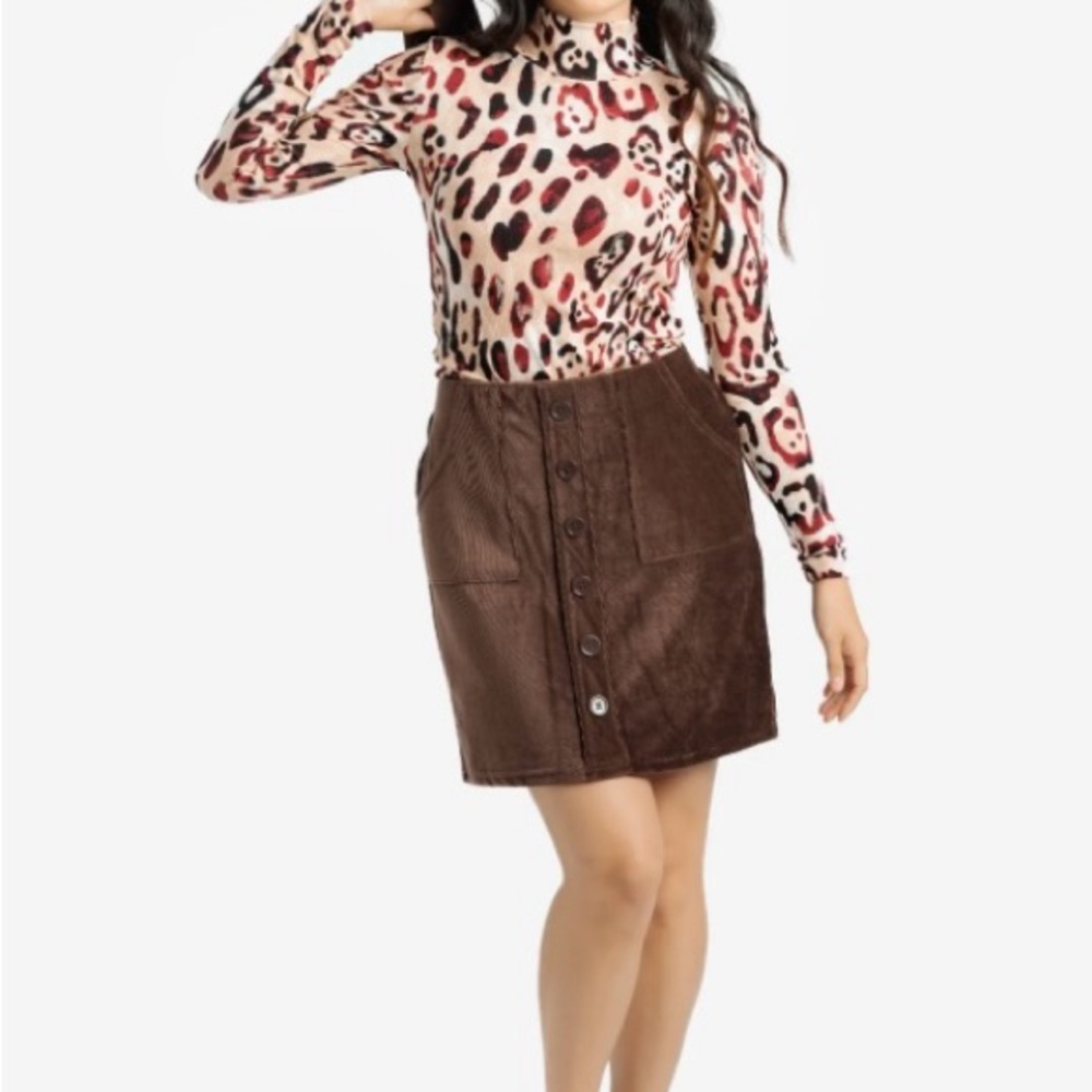 LuLaRoe Chocolate Button-Front Mini Skirt - Picture 11 of 11